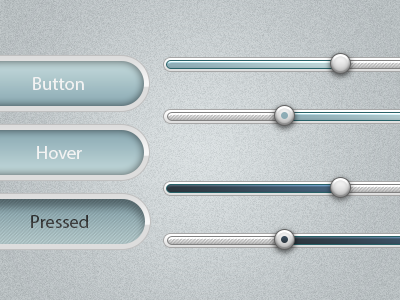 Soft Buttons and Sliders - PSD Download. blue button dark design download free kit psd slider ui