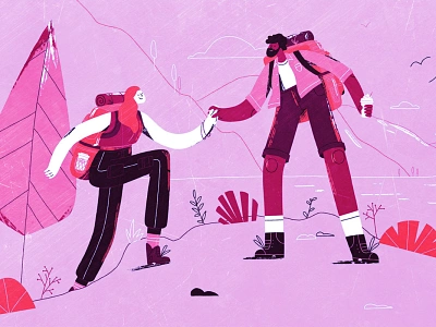 Hiking Adventure adventure couple couplegoals design dribbble georgia graphic design hike illustration illustrator love tbilisi vector