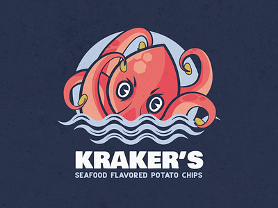 Kraker's animal brand design chips illustration kraken logo logodesign octopus rennes