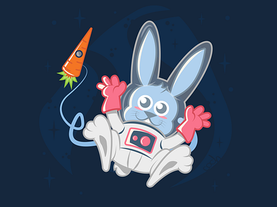 Space Rabbit animal astronaut carrot character character design cosmonaut graphic design illustration rabbit rennes space spaceship vector