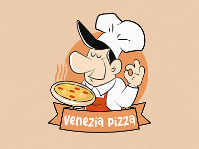 Venezia Pizza brand design character design graphic design illustration logo logo design pizza pizza logo rennes vector