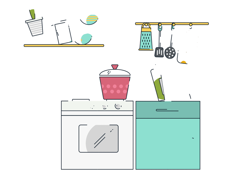 Kitchen animation animation cooking cooking illustration kitchen line illustration