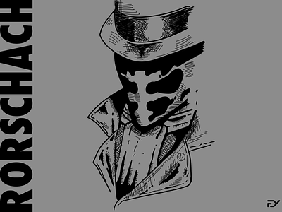 Rorschach Illustration character comic comicbook design drawing flat hero illustration line minimal superhero watchmen