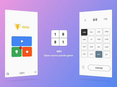 1881 - Puzzle Game [Open Source] android app app design application design flat github google play interaction interface material minimal open source software ui ux