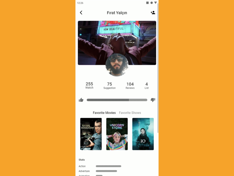 Profile Page Design & Prototype For A Movie Social Media