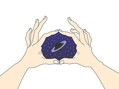 A Handful Of Space design drawing flat hands illustration minimal space stars vector