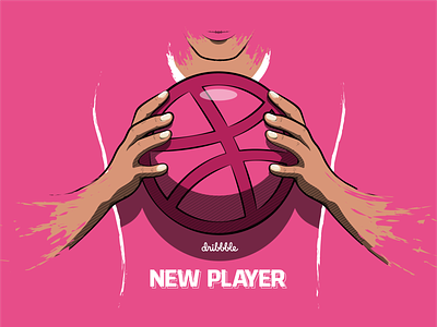 Hello Players! 2d artist artwork ball basketball design drawing dribbble hellow logo majid man pink pink logo play sketch sport