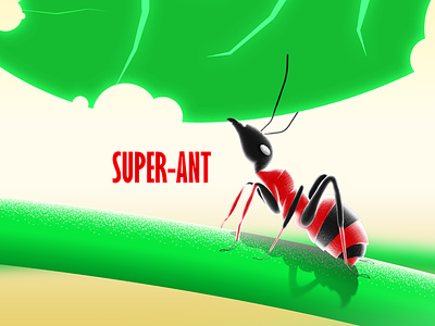SUPER-ANT 2d animal ant art artist black concept creative creature draw green hero leaf red sun superhero superheros vector