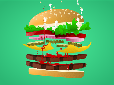 Falling in love 2d art artist burger cheese concept creative drawing fastfood food hamburger illustration ketchup love lovely majid meat texture vector