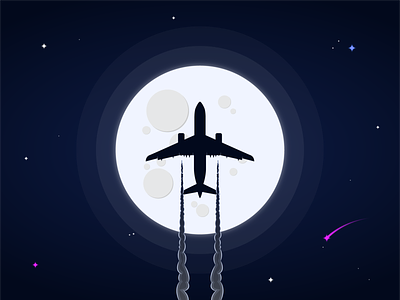 Flight! artist best blue draw drawing flight lights majid moon night plane poster sky stars travel