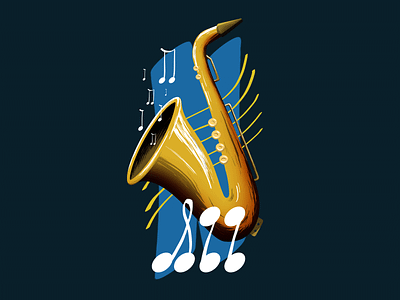 JAZZ! blue calligraphy calssic concept digitalpainting draw fun gold illustration jazz music musical old pain pixels sound typo typography