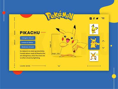 Pokemon UI design concept concept design design pikachu pokemon ui ui design uidesign uiux userinterface userinterfacedesign website design