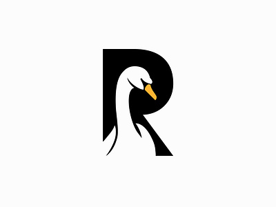 R for Swan animal bird creative letter r negative royal space swan typography vector