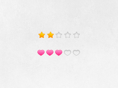 Free PSD: Star and Heart Rating free freebies heart rating psd psd template star rating