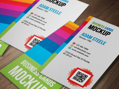 Free PSD: Verticle Business Cards Mockup