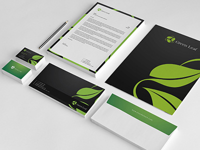 Green Leaf Corporate Identity business cards corporate identity free logo green logo identity leaf logo leaves logo logo design modern logo nature logo premium logo professional logo staionary tree logo