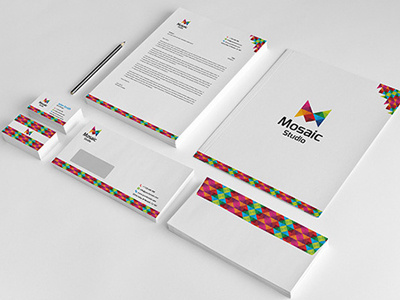 Mosaic Studio Corporate Identity branding business card cards pixels stationary