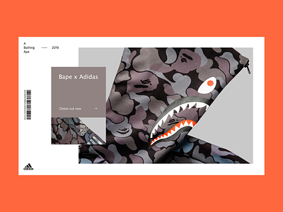 A Bathing Ape x Adidas art campaign colors design fashion fashion store graphic grid interaction interface layout minimal shark sport typography ui ux web website