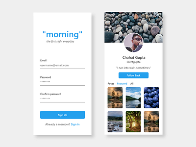 Morning - App concept (1/2) adobe xd app app design social media app ui ui design ux design