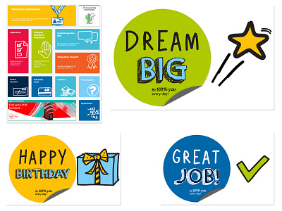 Staff rewards portal design including e-cards arvato branding design drawing icons illustration rewards