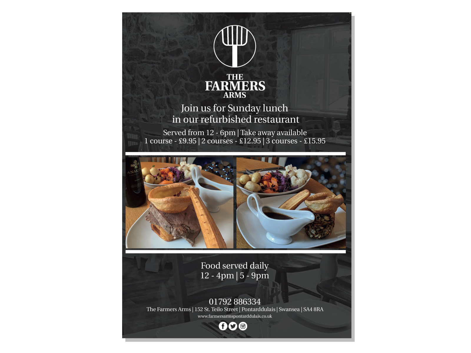 Farmers Arms Sunday Lunch Flyer by Wayne Gourley on Dribbble