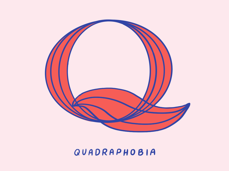 Q For Quadraphobia four phobias phobia quadraphobia typography type mental health illustration i love type hand lettering flat digital design anxiety 36 days of type 2d