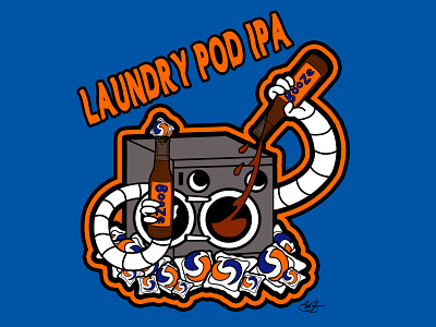 Hop Pod IPA Design adobe beer art beer label blue design graphic design illustration ipa logo tattered flag