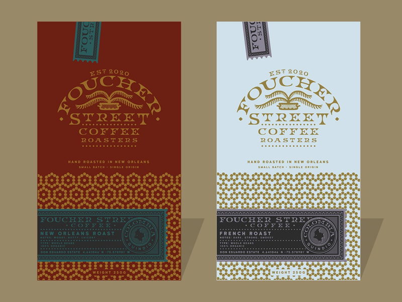 Foucher Street Coffee freelance design brand colors label logo coffee branding branding espresso coffee