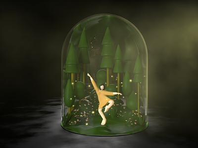 Finding Inner Peace 3d c4d character cinema4d dark design dome dream fireflies forest girl character meditation render terrarium trees vision womans