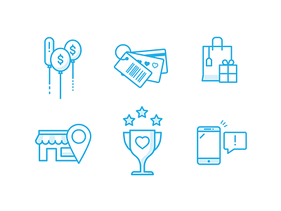 Retail Icons blue iconograph icons illustration retail rewards shopping