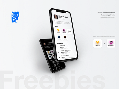 Resume App Design / Adobe XD+Sketch Freebies