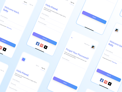 Mobile App Design animation app brand design dribbble forgot password gradient illustration light logo mobile sign in sign up sketch tools ui user friendly ux vector web