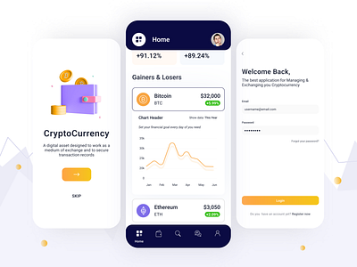 Cryptocurrency animation app bank branding cryprocurrency crypto graphic design illustration login logo signup ui ux wallet web