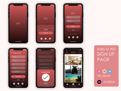 #DailyUI #001- Sign up page dailyui design mobile ui ux xd