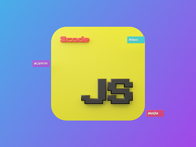 3D Icon 2020 trends app blender 3d blendercycles branding design developers gradient green icon iconography illustration javascript logo purple tag ui ux yellow