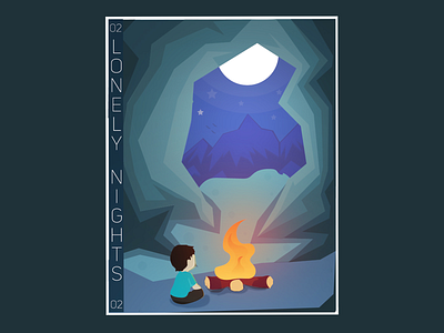 LONELY NIGHTS art artist cave fire illustration illustration art illustrator photoshop