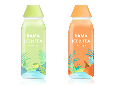 Rama iced tea bottle design design graphic design iced tea illustration illustrator lemon package mockup packaging design papaya vector