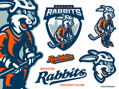 RABBITS branding design esportlogo esports gamelogo hockey hockey jersey hockey logo hockey stick illustration mascot mascot design mascot logo sports logo sportsbranding