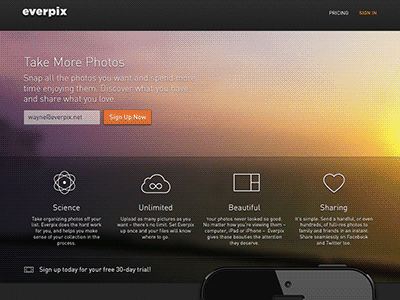 Everpix 1.1 Landing Page (Updated, again) everpix landing marketing website