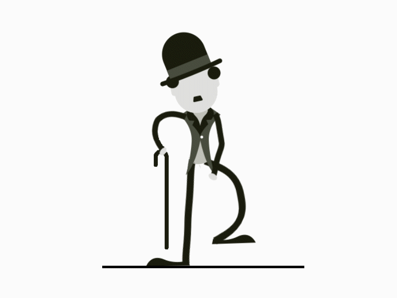 Charlie Chaplin 2d 2d animation after effect animated gif blue and white character character animation illustration motion graphic