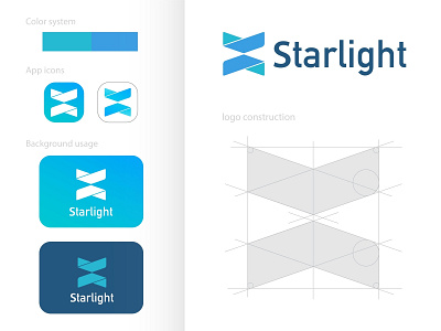 Starlight Brand Guidelines app art blue brand branding clean design flat icon icons identity ios lettering logo minimal mobile ui vector web website