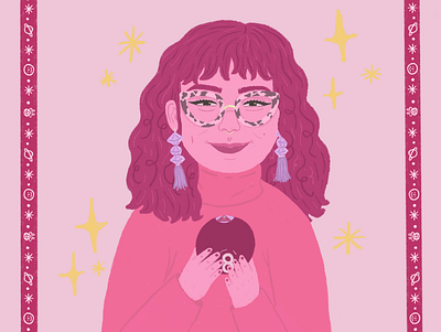 self portrait art character cute design drawing icons illustration illustrator magic 8 ball pink portrait procreate self portrait