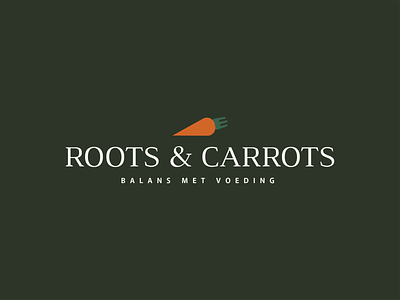 Roots & Carrots balance branding carrot carrots cutlery food fork green icon illustrator logo logodesign logos logotype orange root roots typography vector