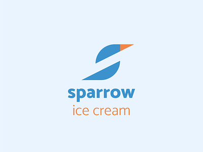 Logo - sparrow ice cream 🍨 bird bird logo blue branding design ice ice cream icon letter s logo logo design logo icon s sparrow