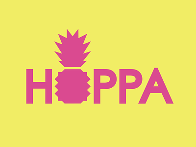 Hoppa 🍍 90s branding design flat illustration logo nineties pineapple pink tropical vector yellow