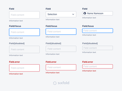 Form fields for Sixfold disabled error field focus form input sixfold ui