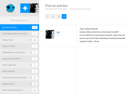 Pixel.ee design forum labels light profile sidebar ui ux web