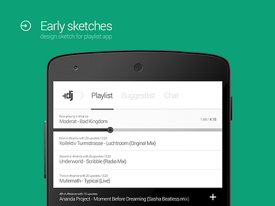 Playlist app app design dj playlist progress ui