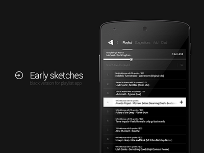 Black version of the playlist app app dark design dj music playlist progress ui