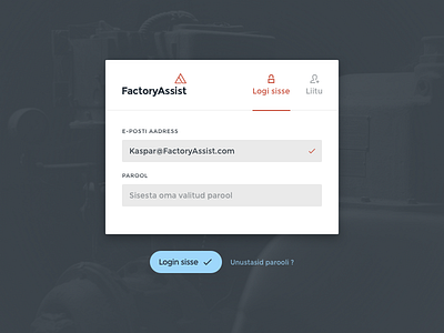 FactoryAssist Login and Join form app button form login tabs ui